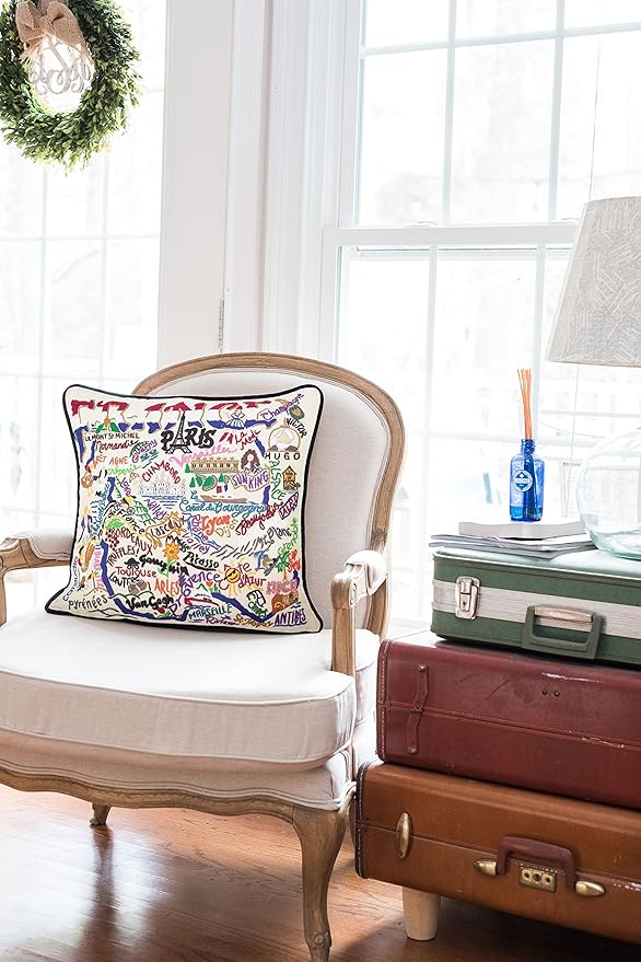 Catstudio France Embroidered Decorative Throw Pillow