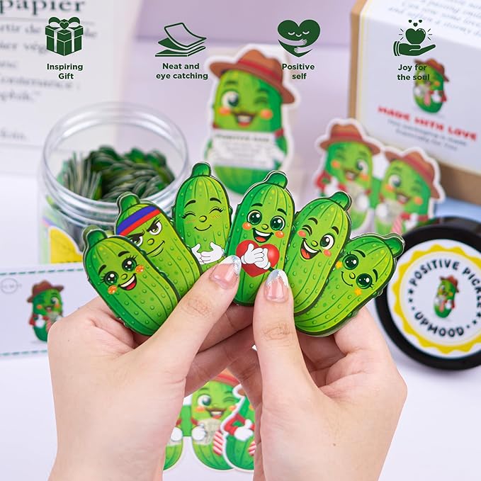 Motivational Pickle Jar for Dad – 60 Funny Affirmations & Positive Notes | Unique Gift for Fathers, Men, Coworkers | Self Care, Just Because Gift, Positive Cards, Uplifting Desk Decor