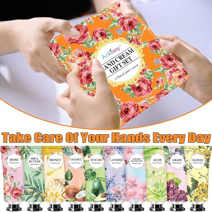 10 Pack Hand Cream Gifts Set,Mothers Day Gifts,Birthday Gifts for Women,Natural Plant Fragrance Scented Hand Lotion Travel Size Mini Lotion Shea Butter,Teacher Gifts,Gift for Mom Thank You Gifts