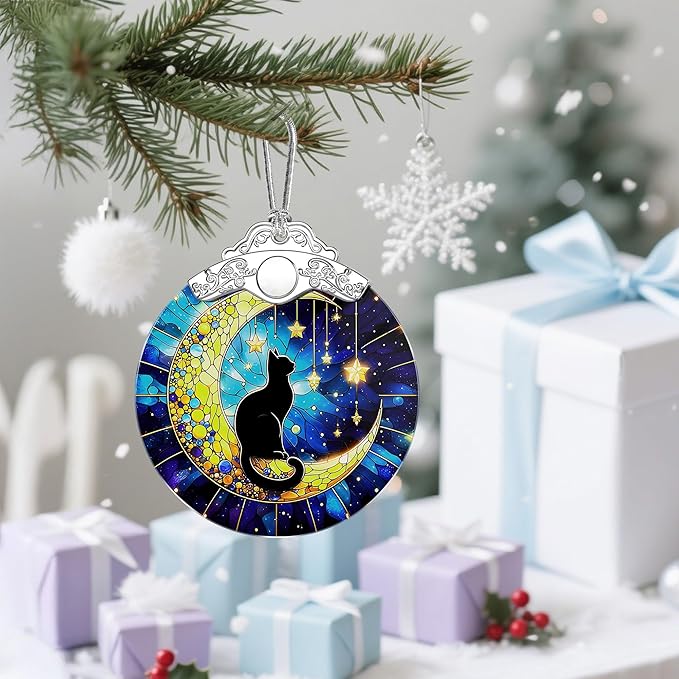 Black Cat Christmas Ornaments: Christmas Tree Ornaments, Holiday Decor Gift, Stocking Stuffers, Gift Ideas, Xmas Gifts & Gifts for Cat Lover