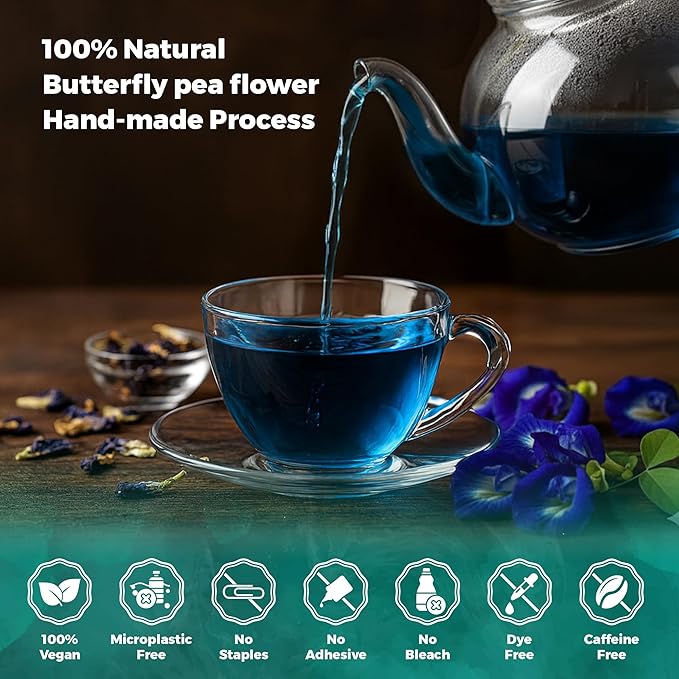 Lavitali, Butterfly Pea Flower Tea | 60 bags, 100% Pure Herbal Tea | Caffeine-Free, Antioxidant-Rich, Eco-Friendly Filter Bag | Daily Natural Botanical, Hot or Iced Floral Infusion