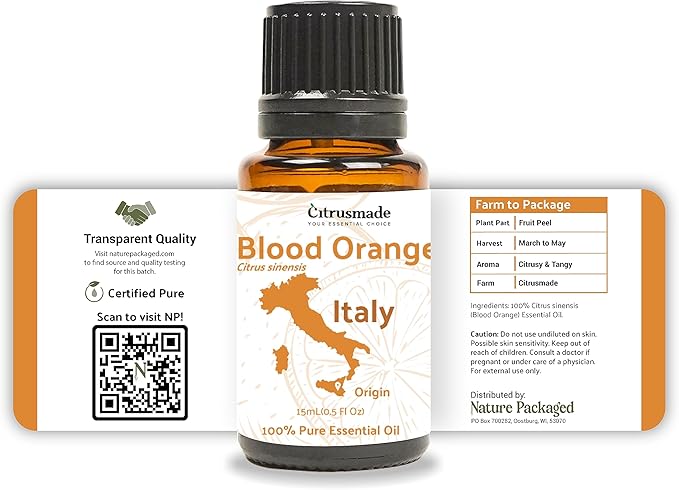Blood Orange Essential Oil - Direct from Citrusmade in Sicily - Pure Essential Oil for Diffusers and Aromatherapy - Natural Citrus Scent | 100% Pure Therapeutic Grade (22lbs)