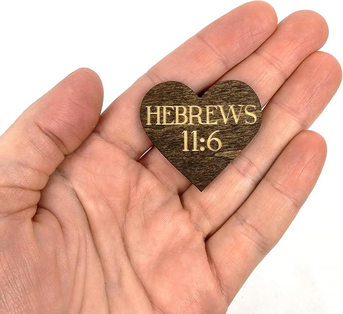 Biblical Affirmation Wood Cutouts | 72 Unique Laser Engraved Wood Hearts with Bible Verse Passages | Includes Desktop Affirmation Holder | Daily Religious Prayer Gift