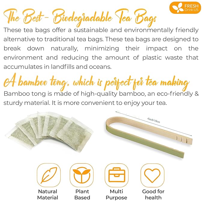 FreshDrinkUS, Premium 75 Tea Bags Corn Silk Tea, 100% Natural & Pure from Corn Silk. Corn Silk Herbal Tea. Clean Ingredients. Made with Natural Material Tea Bags. No Sugar, No Caffeine, Vegan.