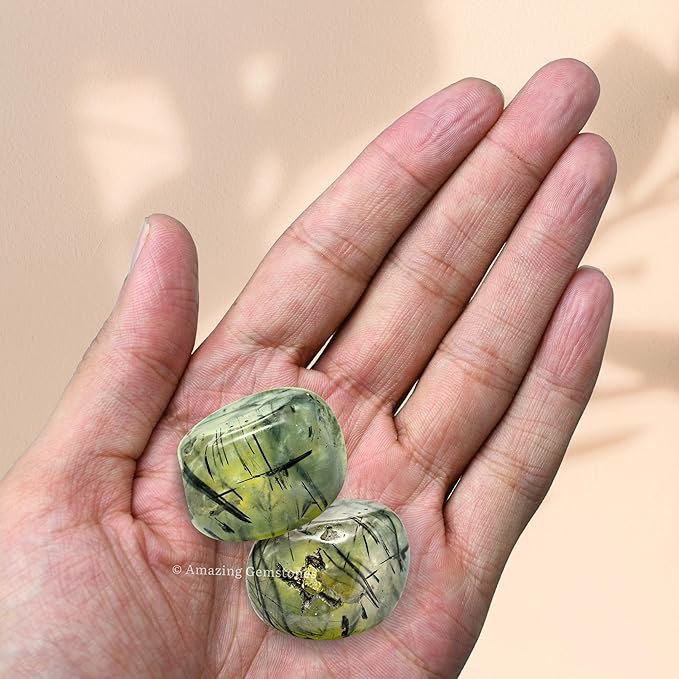 Amazing Gemstone Prehnite Crystals and Healing Stones Tumbled - 1000+ Carats Prehnite Stone, Natural Healing Stones for Energy Balance, Stress Relief - Premium Polished Gems Rocks for Meditation