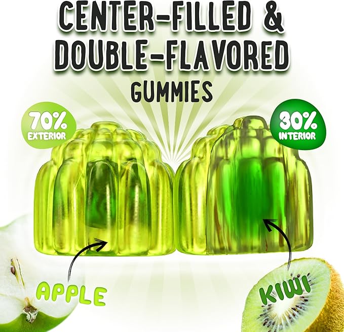 Center-Filled Magnesium Glycinate Gummies 400MG - High Absorption for Kids, Teens & Adults - Supplement for Sleep, Calm & Muscle Relaxation with B6 & D3 - Gluten Free & Vegan Friendly - 60 Count