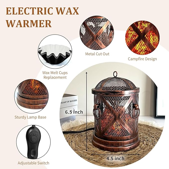LIFFY Wax Melt Candle Warmer - Electric Melter with Lamp & Timer, Fragrance Warmer, Oil Burner, Aromatherapy Essential for Home & Office, Melt Warmer for Scented Wax Gift & Decor (Copper)