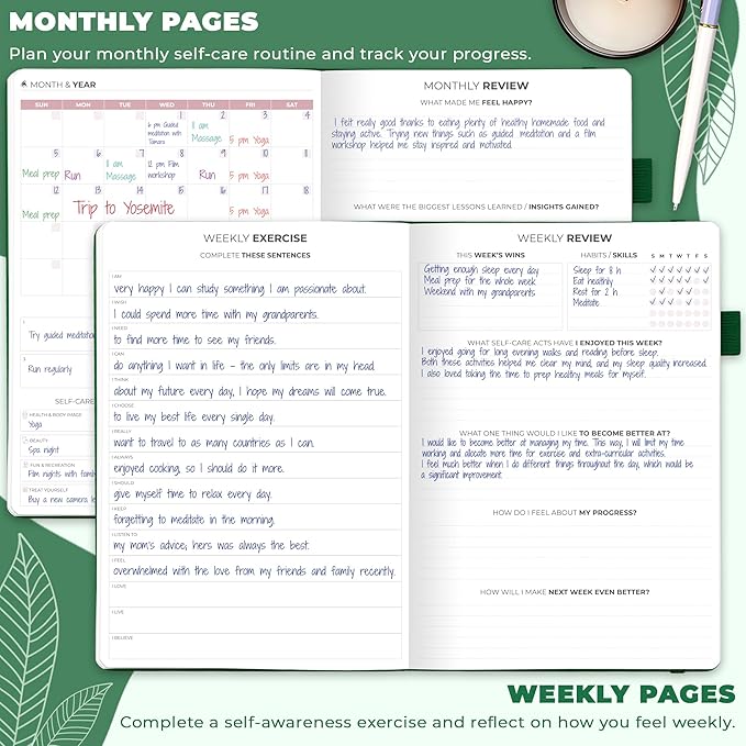 Clever Fox Self-Care Journal – Wellness & Daily Reflection Notebook – Mental Health & Personal Development – Self-Care, Meditation & Mood Journal for Women & Men – Large (Forest Green)