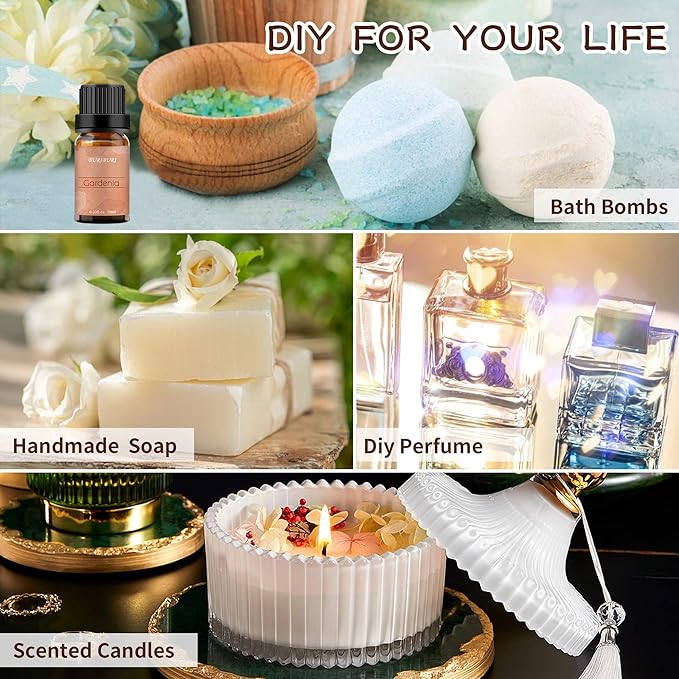 BURIBURI Gardenia Essential Oil, 100% Pure Gardenia Fragrance Oil, Fragrance Oil Essential Oils 10ML for Soap Candle Making