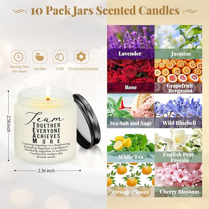 Fumete 10 Pcs Jars Scented Soy Candles 3.5 oz May You Be Proud of The Difference Candles Team Thank You Gifts for Employee Appreciation Gifts Coworker Vet Tech Nurse Teachers(White,Team)