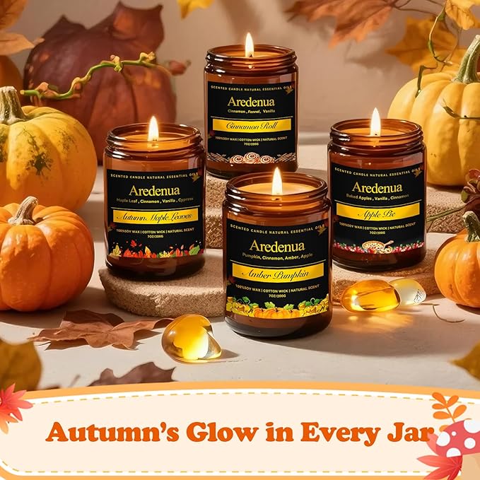 Fall Candles - Vintage Pumpkin Candle | Halloween Candles Pumpkin Scented, 7oz Autumn Soy Candle for Home Scented, 50 Hours Burn Time, Halloween Fall Thanksgiving Gifts for Women Men