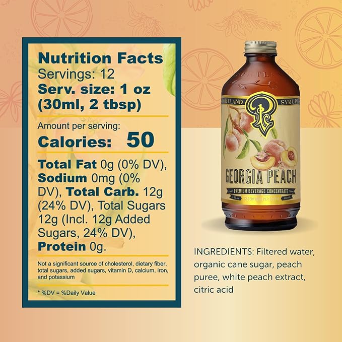 Georgia Peach – Sweet, Juicy Peach Flavoring for Coffee, Teas, Smoothies, Cocktails, & Desserts – Perfect for Adding a Touch of Southern Delight to Any Beverage – 12 oz, 24 servings (Pack of 1)