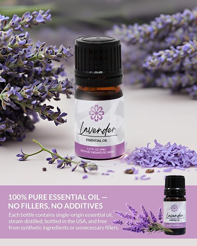 Essence Lavender Essential Oil – Pure & Therapeutic Grade – Perfect for Aromatherapy, Diffusers & Recharging Essence Nasal Diffuser Rings – Natural Stress & Mood Support (5mL)