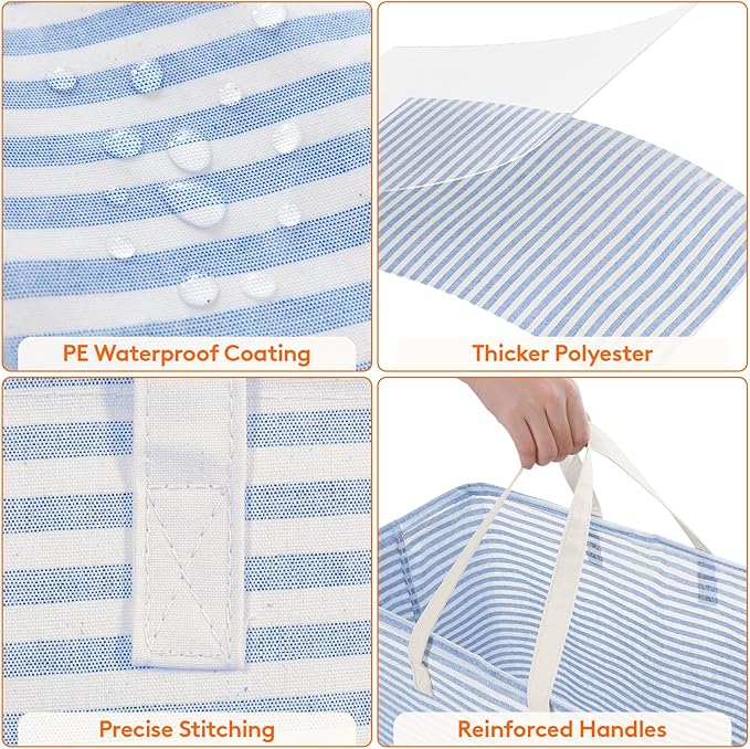 Lifewit 2 Pack Laundry Hamper Large Collapsible Laundry Basket, Freestanding Waterproof Cloth Hamper with Easy Carry Handles in Laundry Room Bedroom Bathroom Dorm for Adult, Pink&Blue, 2 x 100L