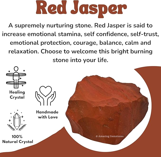 Amazing Gemstone Red Jasper Raw Crystals and Healing Stones, Natural Rocks for Tumbling and DIY Raw Stones and Crystals (5 Pieces)