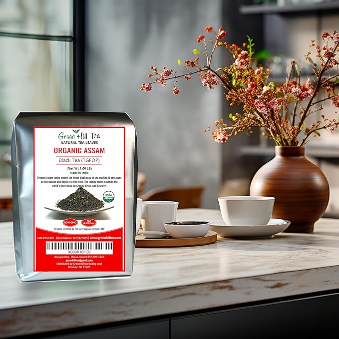 Greenhilltea, Assam TGFOP Black Tea with Tippy Flowery Malty Premium Black Tea Loose Leave Tea 1 LB