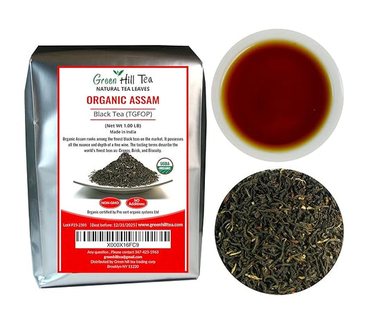 Greenhilltea, Assam TGFOP Black Tea with Tippy Flowery Malty Premium Black Tea Loose Leave Tea 1 LB