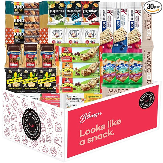 Low Calorie Snacks Variety Pack - 100 Calorie Snack Packs - Healthy Care Package Bulk Assortment (30 Pack)