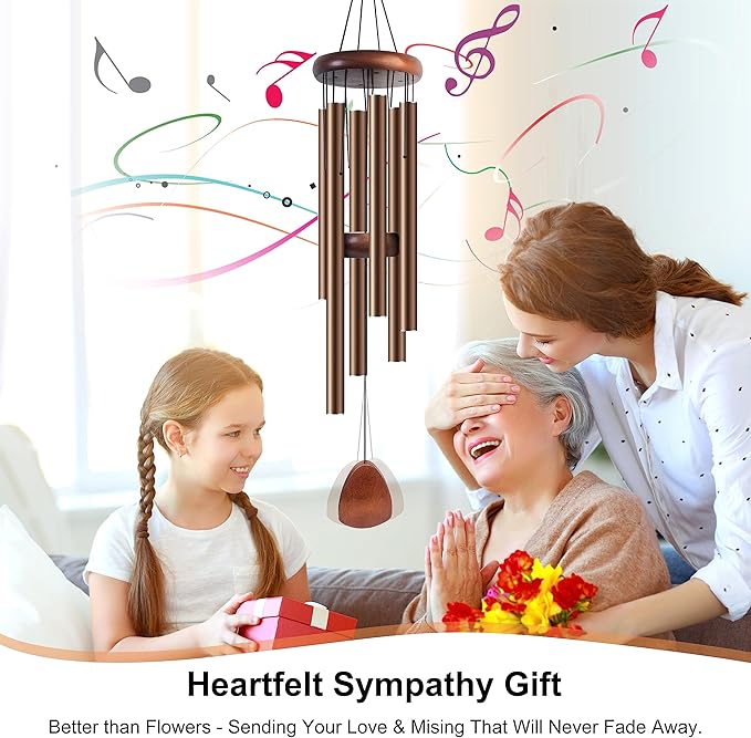 Large Aluminium Wind Chimes 37" Inches to Create a Zen Atmosphere Suitable for Outdoor, Garden, Patio Decoration Wind Chimes with Wind Catcher Suitable as A Gift for Unisex(2 Pack Coffe)