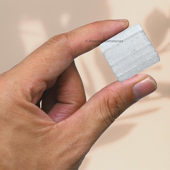 Amazing Gemstone 2 Pieces Selenite Raw Crystals and Healing Stones, Natural Rocks for Tumbling and DIY Raw Stones and Crystals