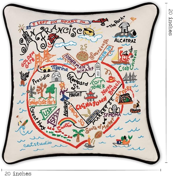 Catstudio San Francisco Hand-Embroidered Decorative Throw Pillow