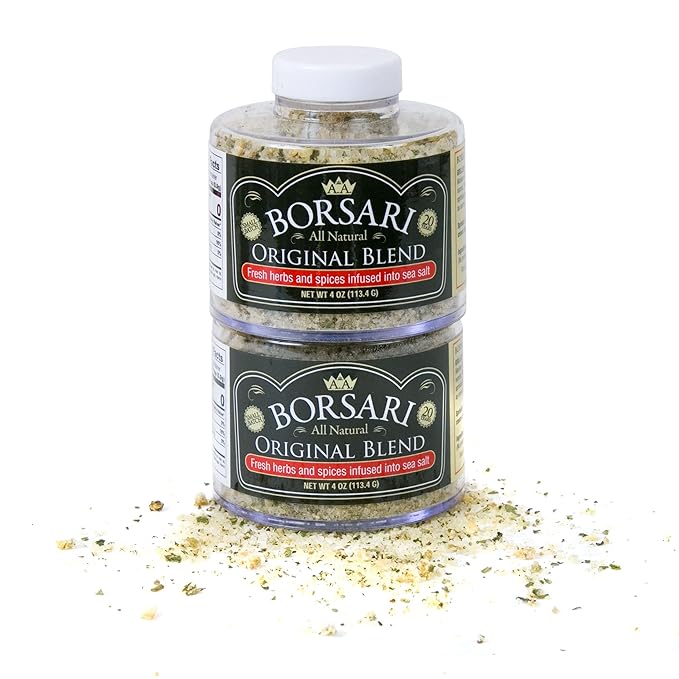 Borsari Original Seasoning Salt 2-Shaker Gift Set - Seasoned Salt Blend - Gourmet Seasoning Set With Herbs and Spices - All Natural Seasoning Blend for Cooking (Original 4 oz, Pack of 2)