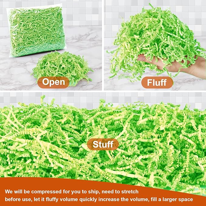 Darfukei Shredded Paper For Gift Baskets, Crinkle Paper Filler 1/2LB (8 oz) for easter basket grass, Crinkle Cut Paper Shred For Birthdays, Weddings,Boxes Bags, Anniversaries, Gift Wrapping