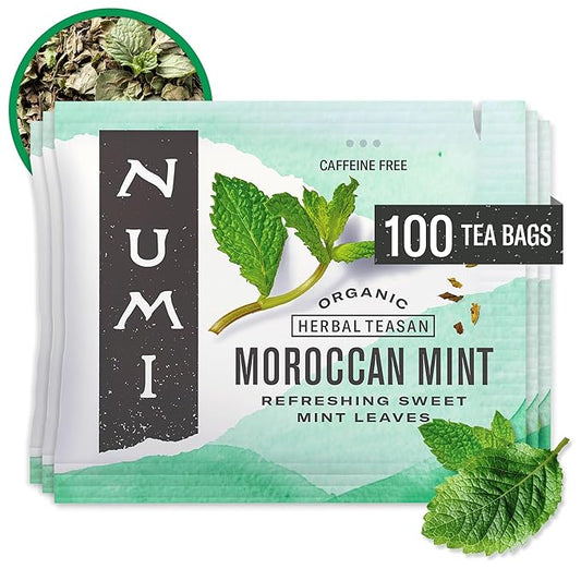 Numi Organic Tea Moroccan Mint, Box of Tea Bags, Herbal Teasan,100 Count (Pack of 1),Packaging May Vary