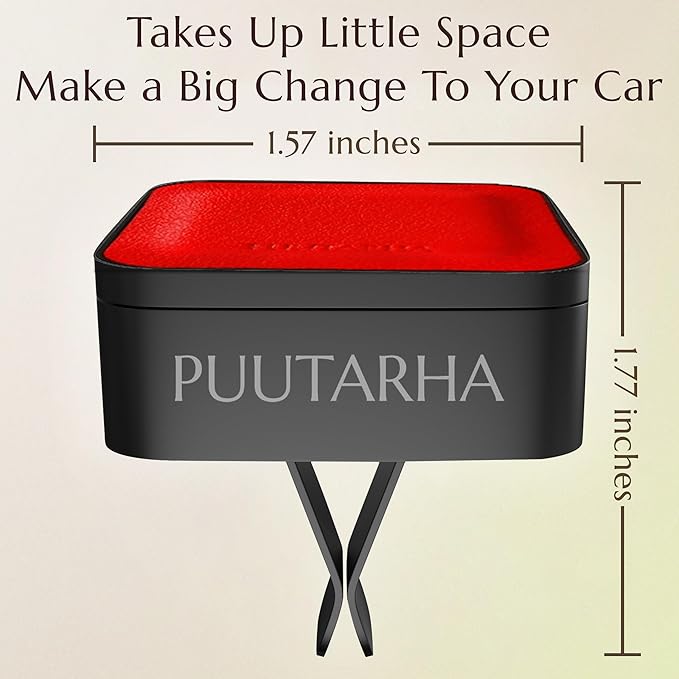 Premium Quality Car Air Freshener Leather and Metal Design Scent Vent Clip Diffuser,New Natural Fragrance Diffuser for Car with 3 Refill Scented Discs and Gift Box(Lava Orange)