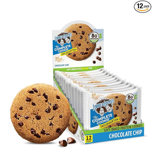 Lenny & Larry's The Complete Cookie Snack Size, Chocolate Chip, Soft Baked, 8g Plant Protein, Vegan, Non-GMO 2 Ounce Cookie (Pack of 12)