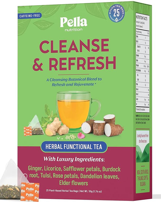 Ginger and Dandelion Root Tea – With Burdock Root, Licorice, Holy Basil, Edible Flowers Rose, Elderflower & Safflower – Vegan, Kosher, Caffeine-Free – Supports Hydration & Daily Wellness (25 Tea Bags)