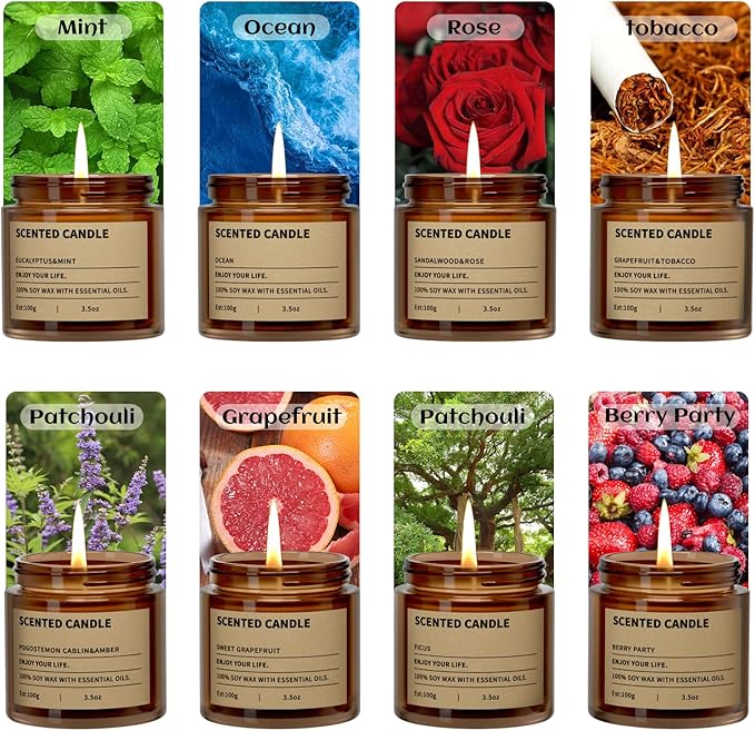 8 Pack Scented Candles Gift Set,Candle Gift for Women, Candle for Home Scented，Perfect Candles Gifts Set for Women, Mum Gifts, Birthdays, Weddings, Christmas, Yoga, Bath