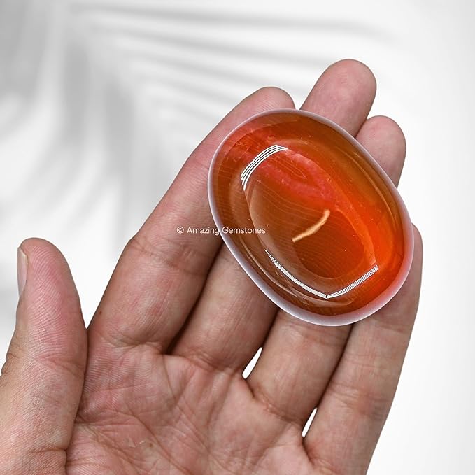 Amazing Gemstone Red Onyx Crystals and Healing Stones - Large Palm Stone Crystals Piedra - Crystal for Good Luck, Balanced Positive Energy, Meditation - Unique Stocking Stuffers, Gifts for Women, Men