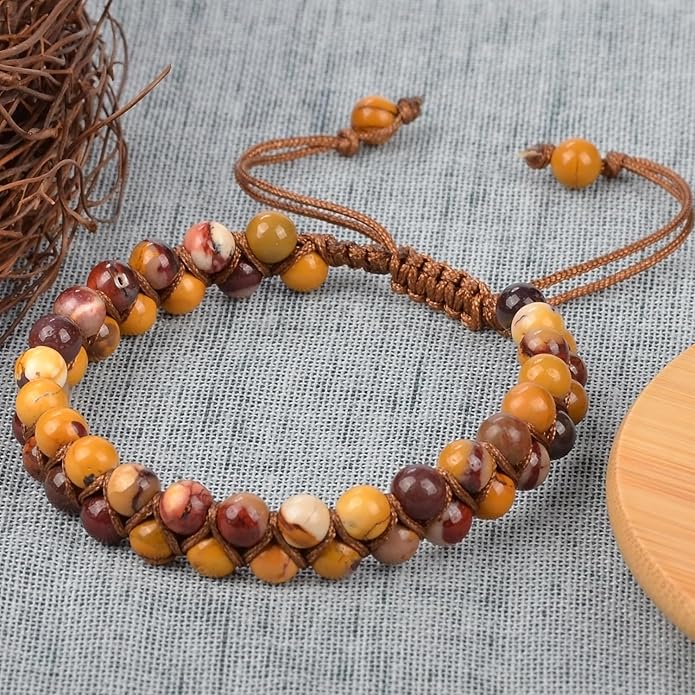 MASSIVE BEADS Double Layer Natural Chakra Healing Power Crystals Macrame Bracelet Yoga Stone Beads Gemstone Meditation Relax Anxiety Bangle for Unisex Women Men