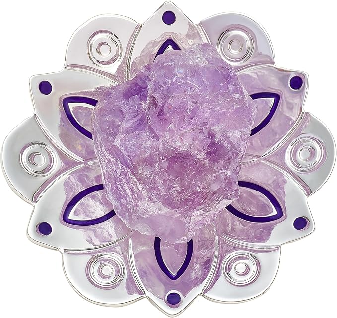 Ckakra Solfeggio Frequencies Tuning Fork with Crystal Kit,Solfeggio Energy Tuners,963hz Crown Chakra,Natural Amethyst,Meditation Gifts for Women,Shiny Silver