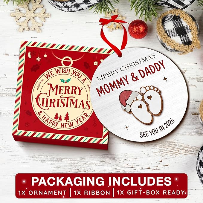Pregnancy Gifts for Expecting Mom Dad - Pregnancy Announcement for Husband Wife, Gender Reveal gift, Baby Announcement Gifts - mom to Be, Pregnant gift, New Mommy Daddy, New Parents Ornament