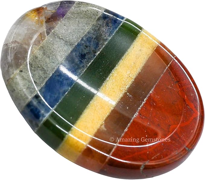 Amazing Gemstone 7 Chakra Worry Stone Meditation Crystals and Healing Stones