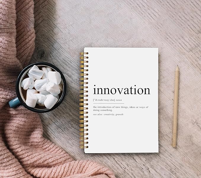 Innovation Definition Inspirational Notebooks, Motivational Journal for Work, Inspirational Gifts for Coworkers Women Men, Inspiring Creativity Spiral Notebooks 5.5x8.3 Inch