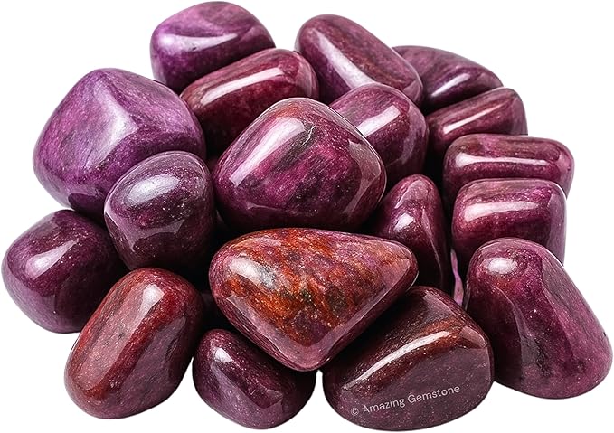 Amazing Gemstone Ruby Crystals and Healing Stones Tumbled - 1 Oz Ruby Stone Gem Stones, Natural Healing Stones for Energy Balance, Stress Relief - Polished Gems Rocks