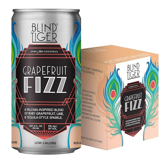 Blind Tiger Grapefruit Fizz 8-Pack | Grapefruit & Lime Non-Alcoholic Sparkling Mocktail | Paloma-Inspired | Crafted with Natural Ingredients | Mixers, Cocktails, Mocktails | 8.4 fl oz Cans