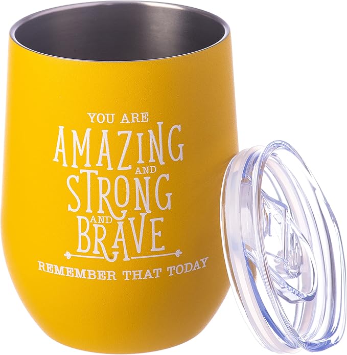 DIVERSEBEE Inspirational Thank You Gifts for Women, Mom, Sister, Wife, Girlfriend, Coworker, Nurses, Best Friend, Encouragement Birthday Wine Gifts - Insulated Wine Tumbler Cup with Lid (Honey)