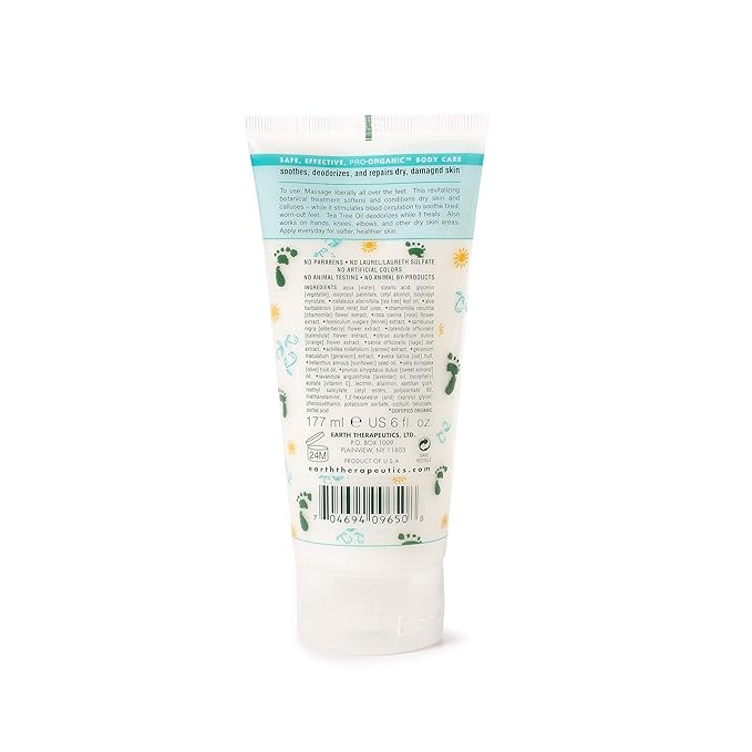 Earth Therapeutics Tea Tree Oil Foot Balm – Australian Tea Tree Oil w/Aloe Vera & Chamomile – Hydrates, Softens & Conditions Dry Cracked Feet, Heel and Calluses – Soothe Irritated Skin – 6 Oz