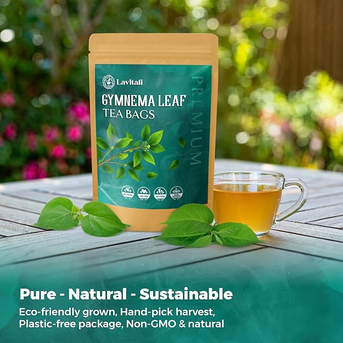 Lavitali, Gymnema Leaves Tea Bags | 120 bags, 100% Pure Herbal Tea | Caffeine-Free, Antioxidant-Rich, Eco-Friendly Filter Bag | Daily Natural Botanical, Hot or Iced Herbal Infusion