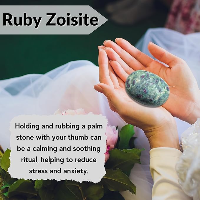 Amazing Gemstone Ruby in Fuchsite Crystals and Healing Stones - Large Palm Stone Crystals Piedra - Crystal for Good Luck, Positive Energy, Meditation - Unique Stocking Stuffers, Gifts for Women, Men