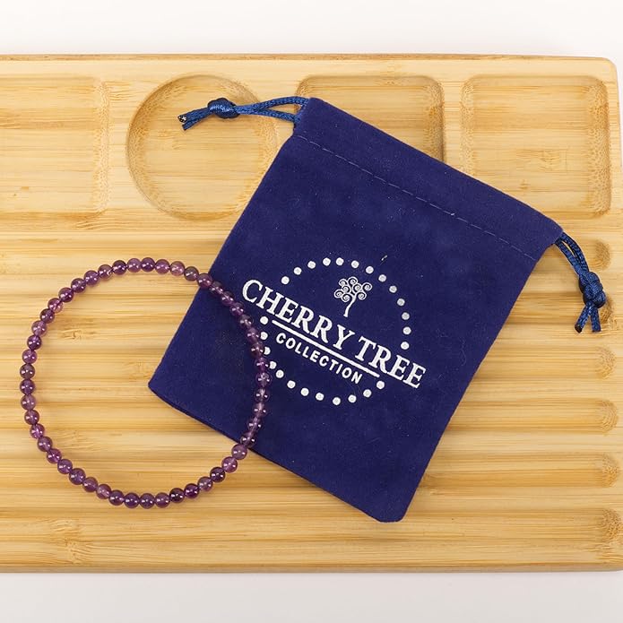 Cherry Tree Collection - Small, Medium, Large Sizes - Gemstone Beaded Bracelets For Women and Men - 4mm Round Beads