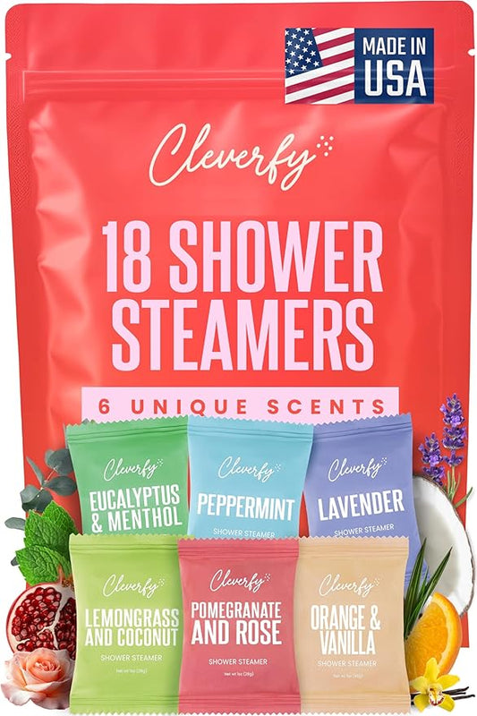 Cleverfy Shower Steamers Aromatherapy – Stocking Stuffers for Women, Teens and Wife – Christmas Gifts for Women and Teen Girls – White Elephant Gifts for Adults – 18 Tablets