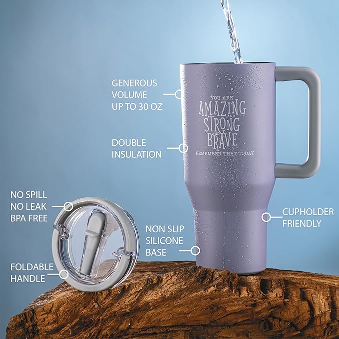 DIVERSEBEE 30 oz Insulated Stainless Steel Tumbler with Lid, Inspirational Birthday Thank You Gifts for Women, Mom, Wife, Girlfriend, Teacher, Her, Nurses, Best Friend, Travel Mug (Cloud)