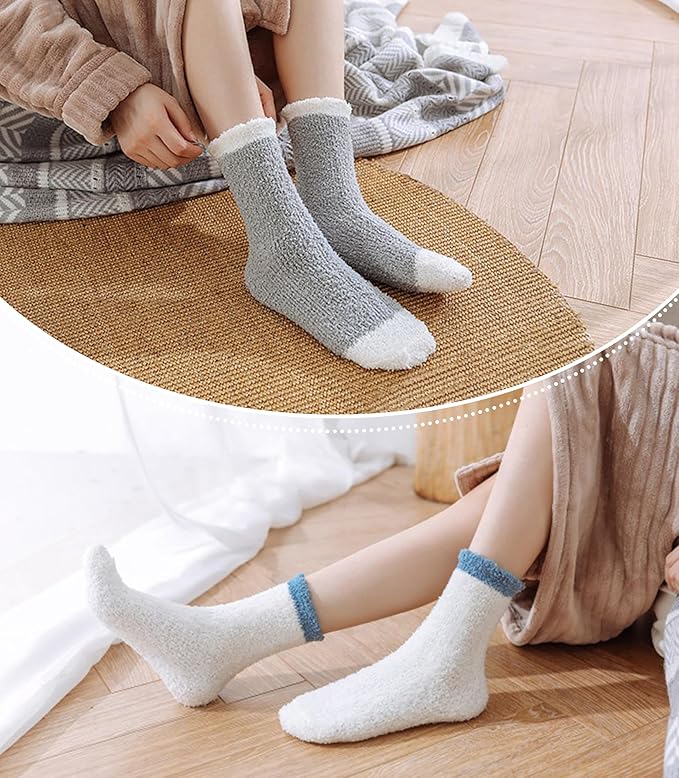 LINEMIN Womens Fuzzy Socks Cozy Fluffy Winter Warm Slipper Socks Microfiber Soft Home Sleeping Socks