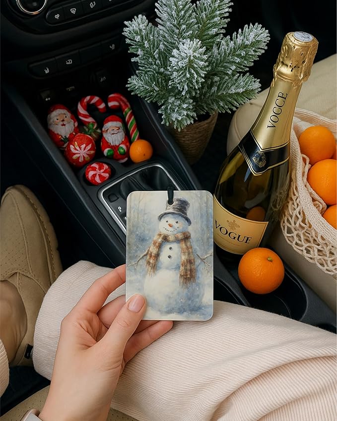Winter Christmas Berry Car Air Freshener 4 Pcs, Rustic Winter Santa Reindeer Snowman Hanging Air Freshener for Cars Closet Drawer Books, Christmas Car Accessories Mirror Decor for Women