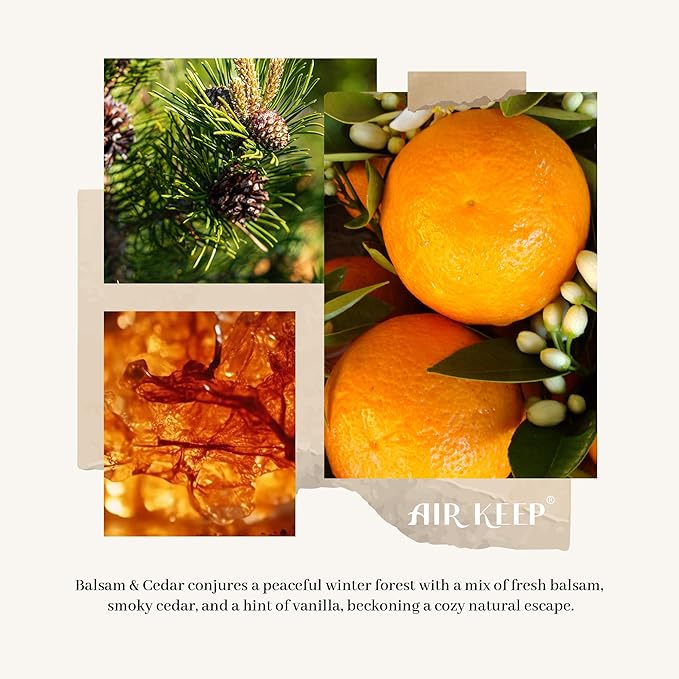 Airkeep Flower Reed Diffusers Set, 5.07 oz Christmas Balsam & Cedar Scented Diffuser with 8 Sticks, Long Lasting Home Fragrance for Long Days, Perfect for Bathroom, Shelf Decor, Air Fresheners